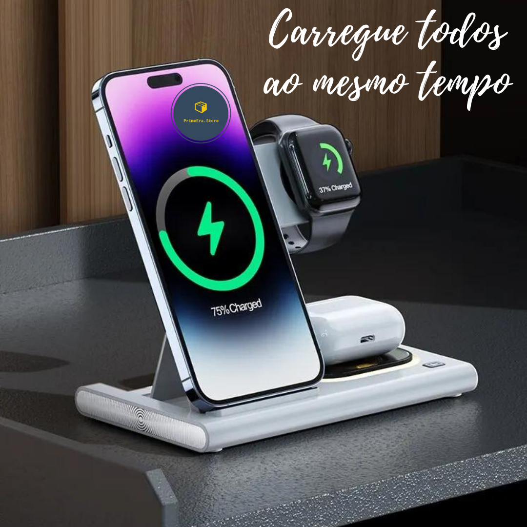 Pulse Charge - Novo Carregador sem fio Stand Pad - Carregamento Rápido - IPhone e Samsung - 3 em 1